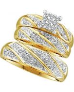 Trio Wedding rings for men and women 0.30CTW DIAMOND CLUSTER TRIO SET[9,10]